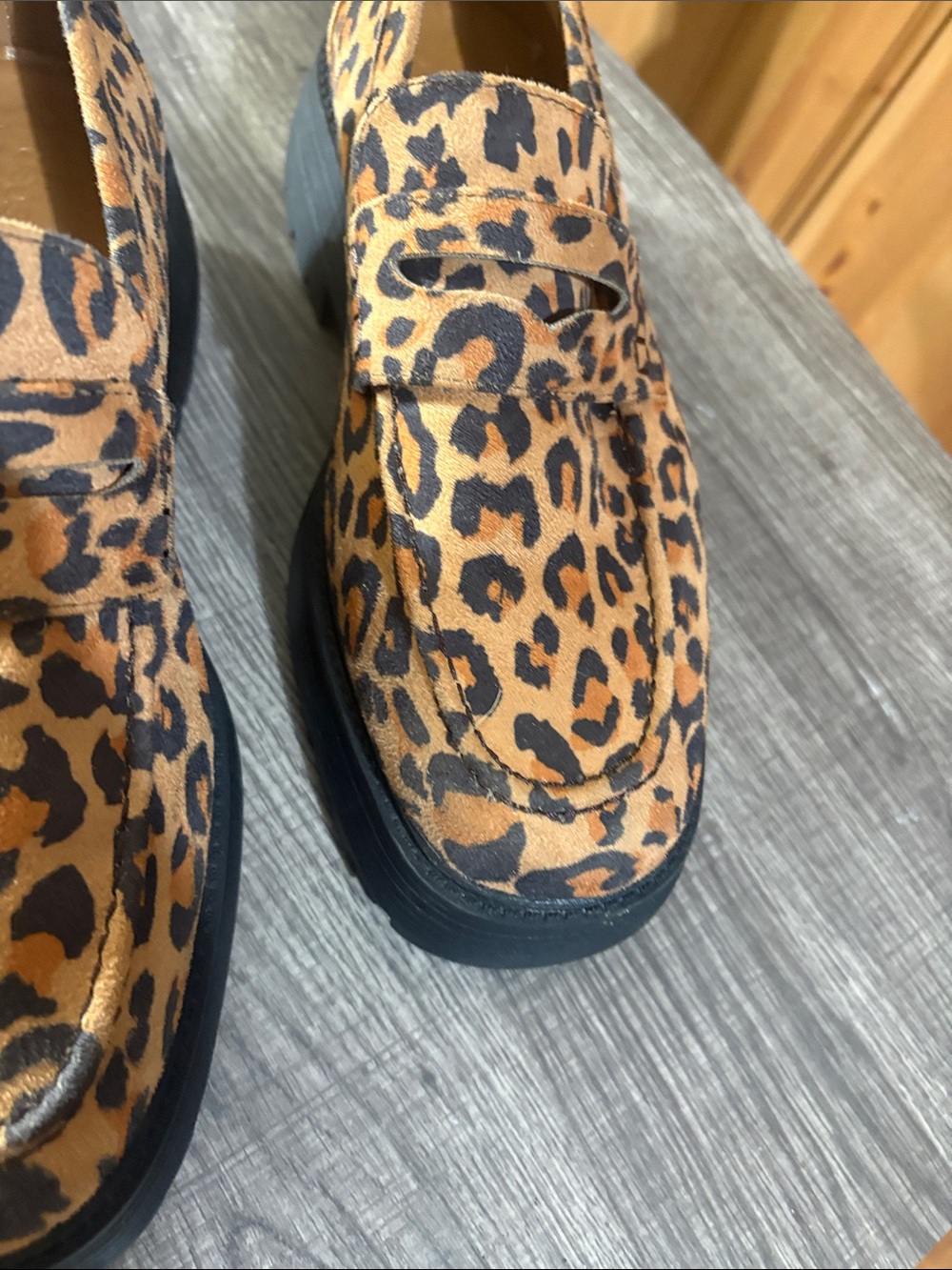 ASOS MEN Leopard Print Platform Loafers - Chunky Black Sole - Picture 8 of 12